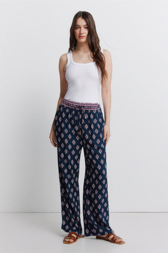 Printed fluid trousers