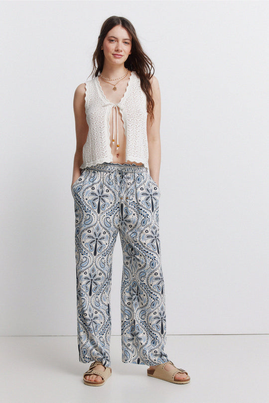 Printed fluid trousers