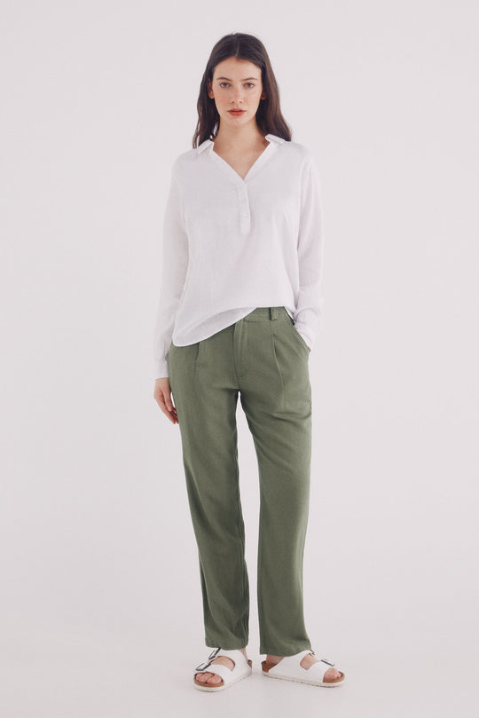 سروال قماش لينين أساسي