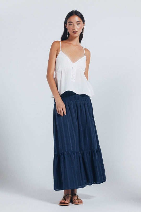 Long cotton dobby skirt