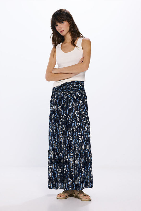 تنورة ميدي بحزام مرن