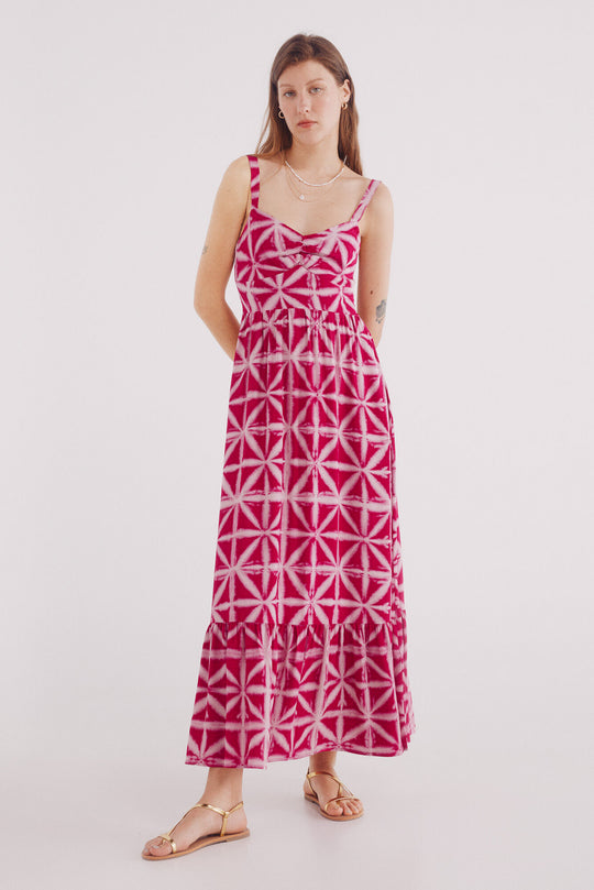 Tropical print midi dress