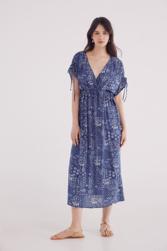 midi kaftan dress with bows