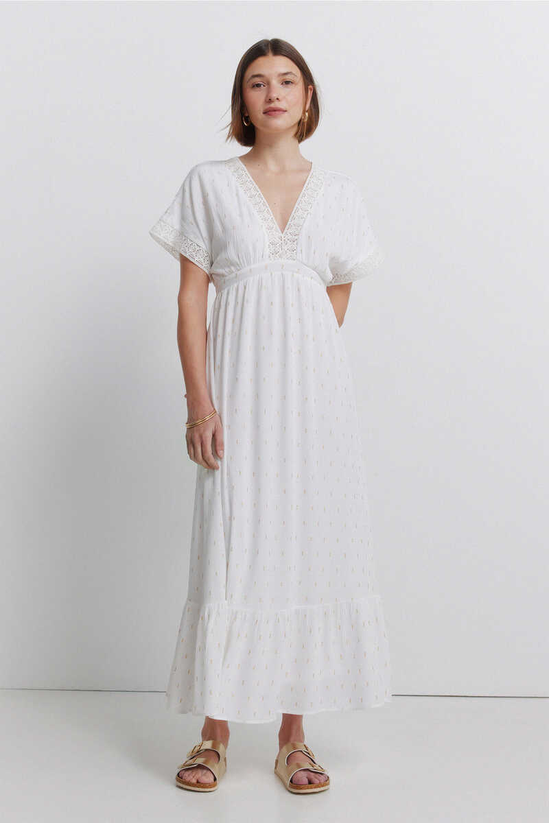Beige Dresses|Crochet midi dress|Springfield – Springfield KSA