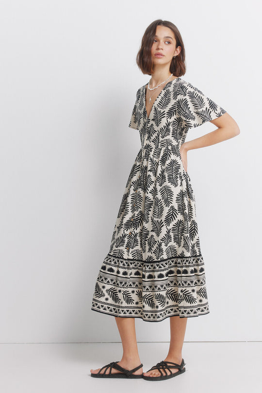 Printed midi shirt dress