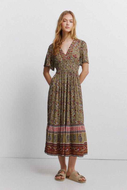 Mirrored neckline dress