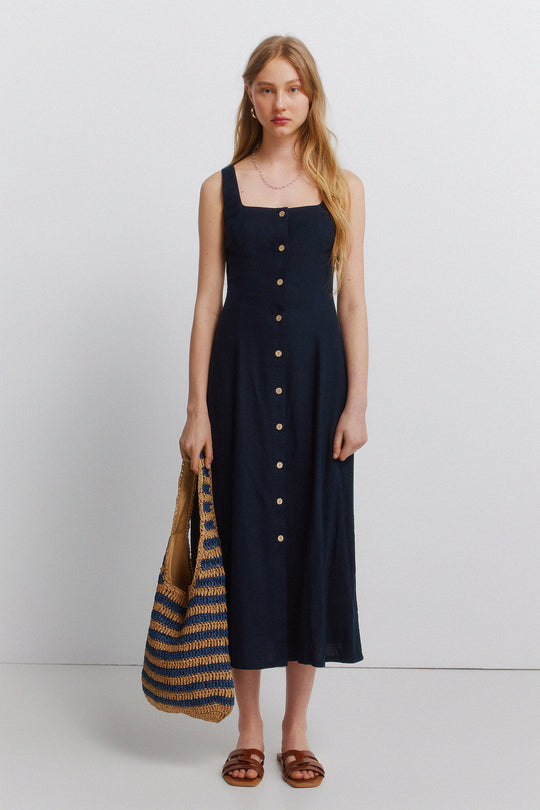 Square neck midi dress