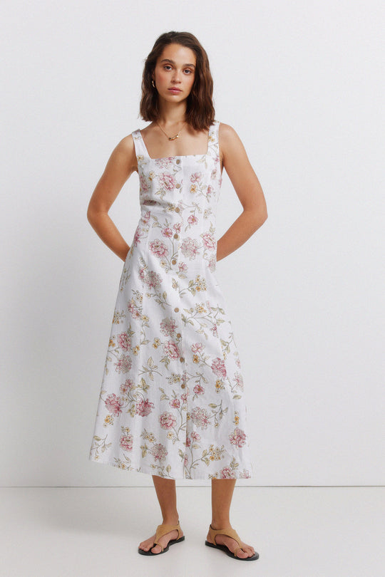 Square neck midi dress