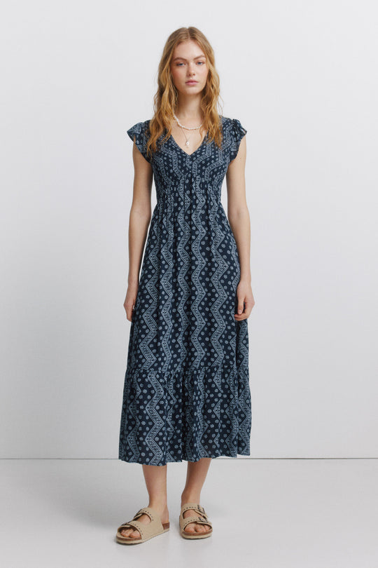 Border print midi dress