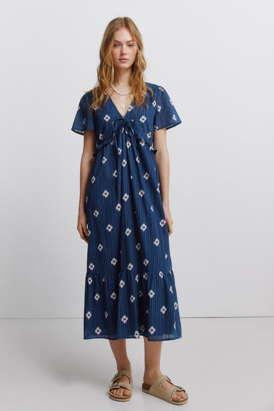 Double ruffle midi dress