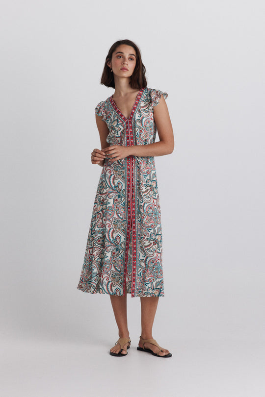 Dress with center border