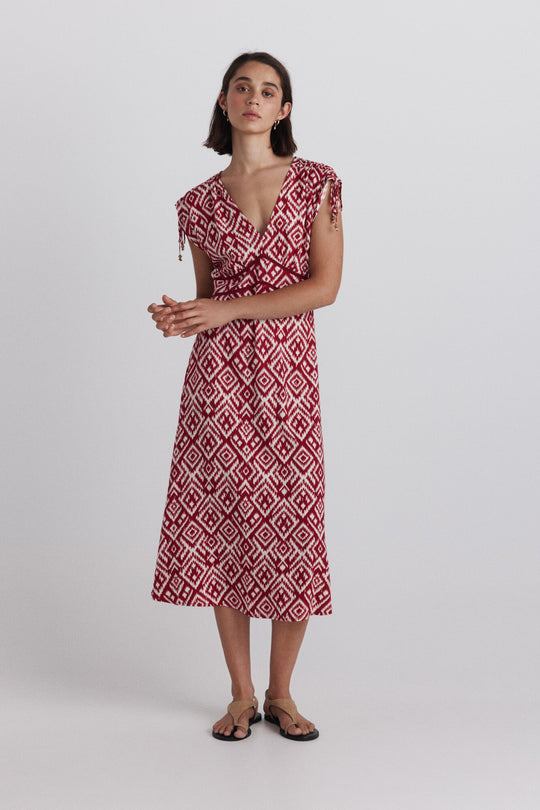 shoulder strap midi dress