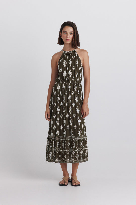 Printed halter dress