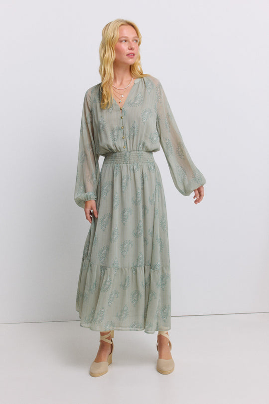 Honeycomb print midi dress