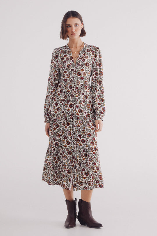 فستان قميص ميدي مقسم