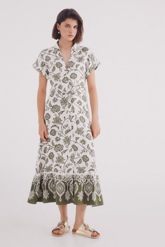 Shirt dress with a border hem it