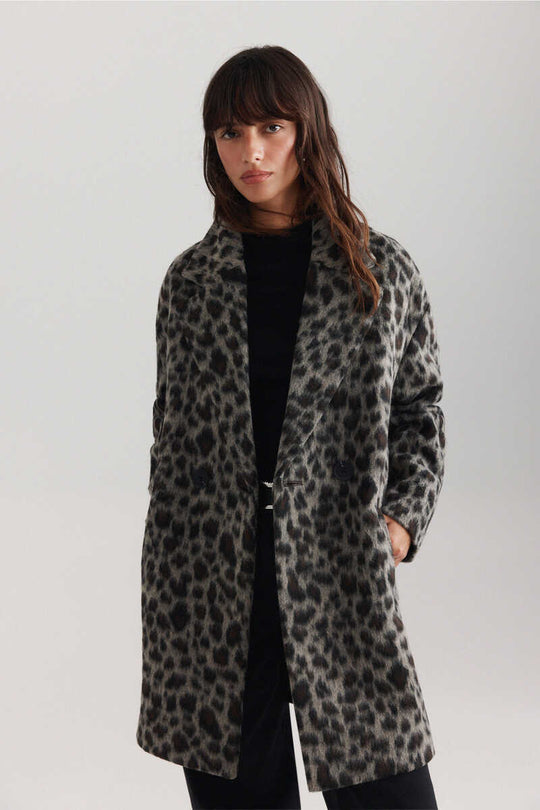 Animal print oversize coat