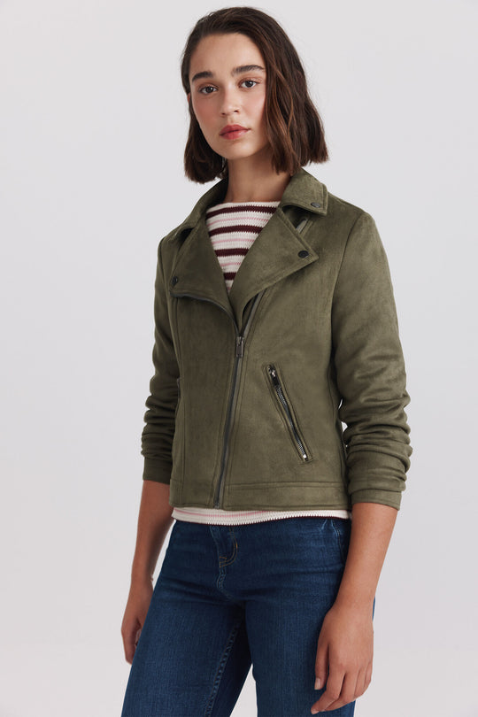 Faux suede biker jacket