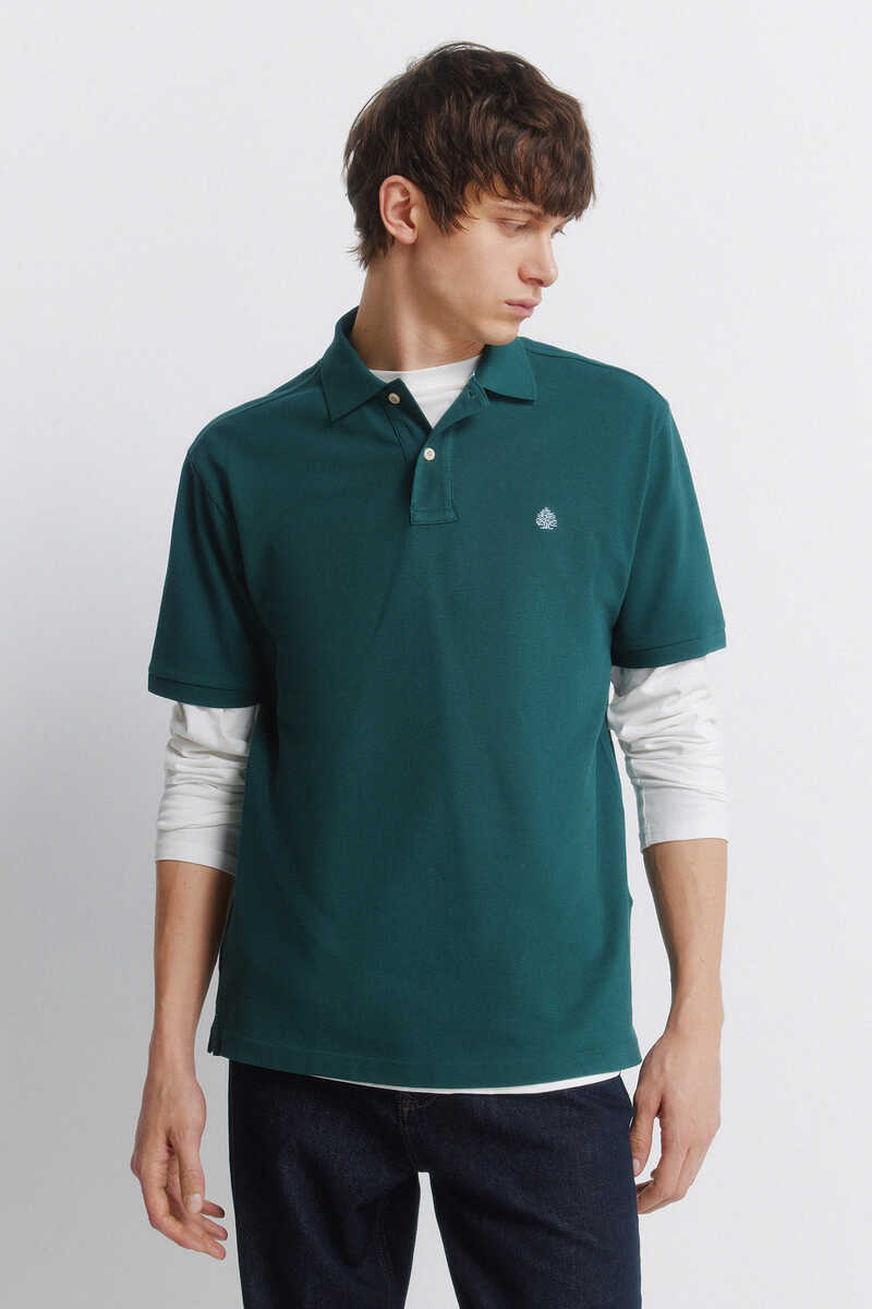 Springfield Rugby Polo Green Polo|Basic regular fit polo shirt Springfield|Springfield ...