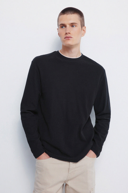 Double waffle fabric T-shirt