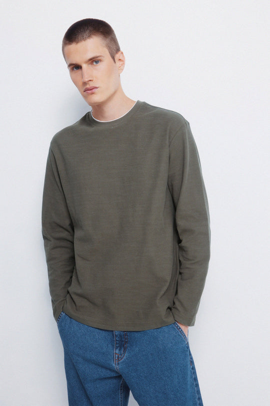 Double waffle fabric T-shirt