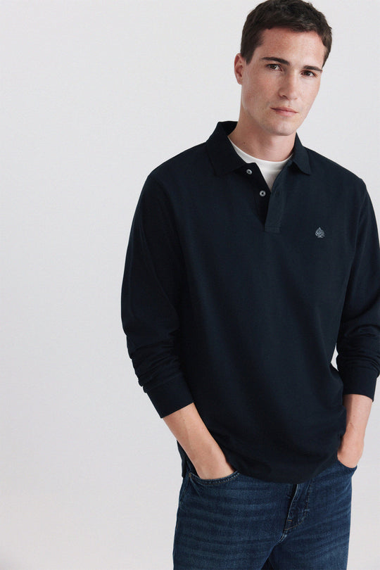 Piqué long sleeve regular fit polo shirt
