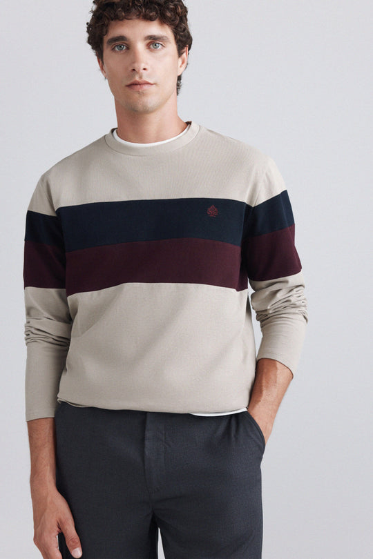 Piqué long sleeve T-shirt V-shaped