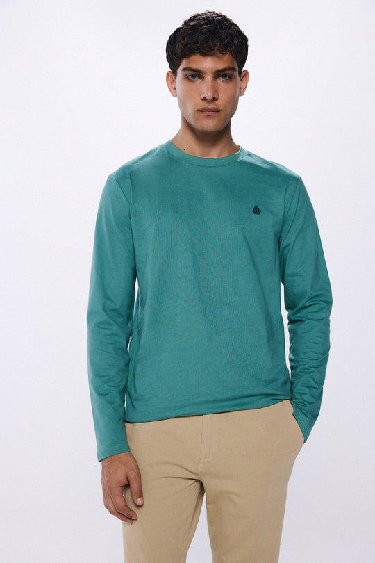 تيشيرت طويل الأكمام بلون الخوخ