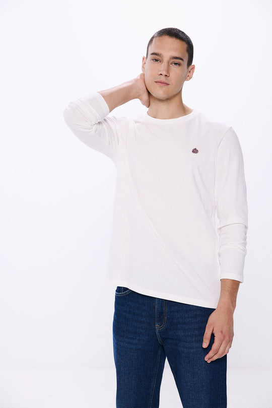 تيشيرت طويل الأكمام بلون الخوخ