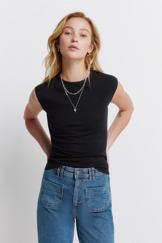 Cotton basic sleeveless top