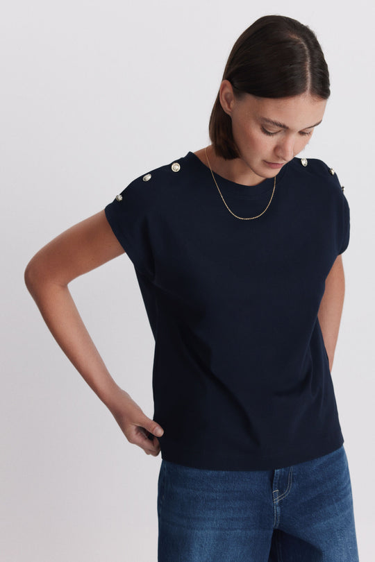 Gold button T-shirt