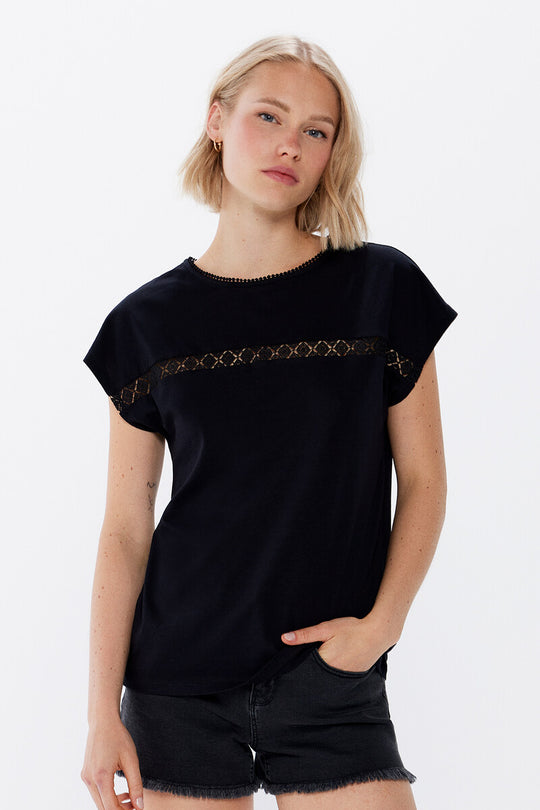 100% Cotton Lace Front T-Shirt