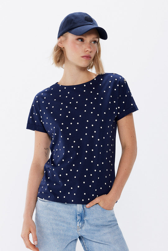 100% Cotton Printed Shoulder Buttons T-Shirt