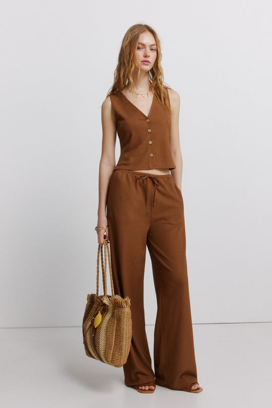 Drawstring long trousers
