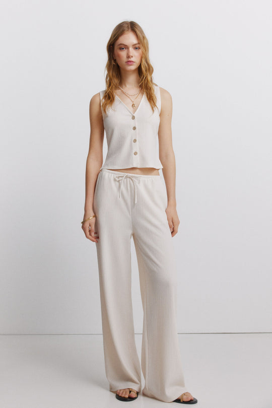 Drawstring long trousers