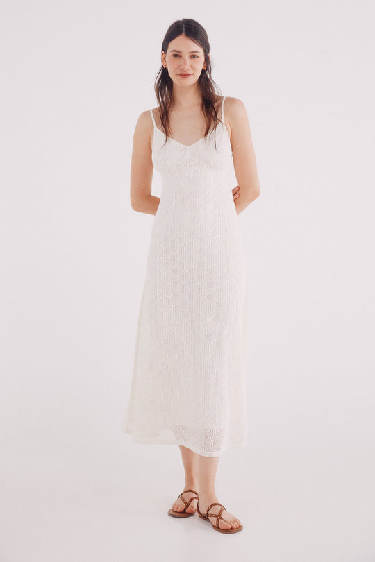 Structured midi dress with thin straps