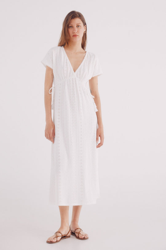 Swiss circular embroidered midi dress