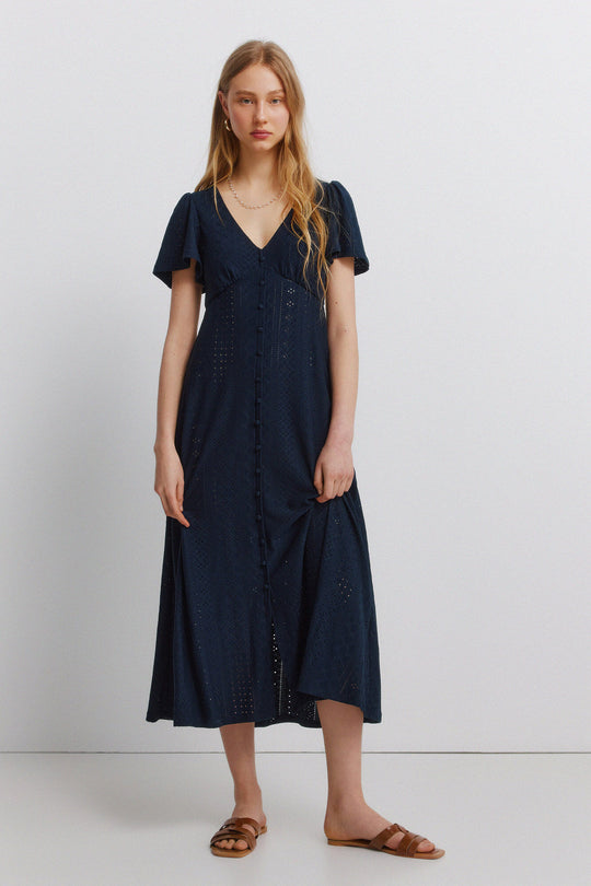 Embroidered Swiss midi dress