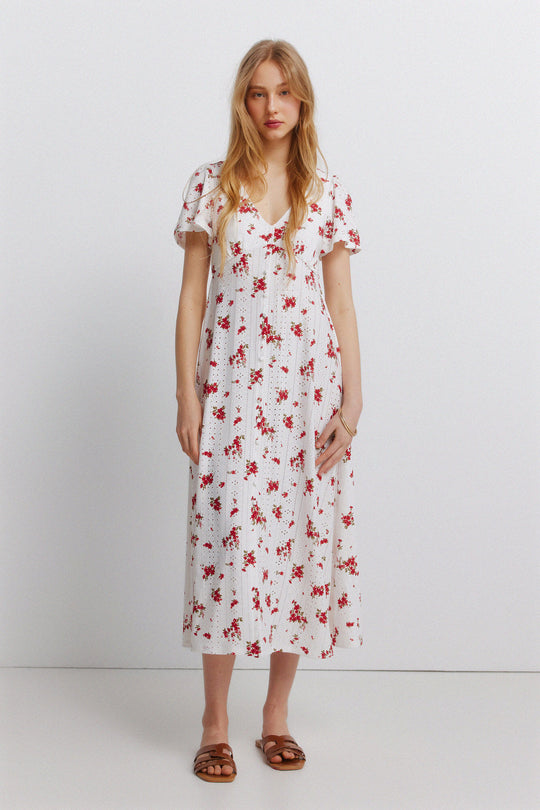 Embroidered Swiss midi dress
