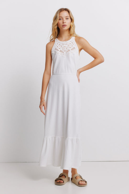 Long crochet detail dress