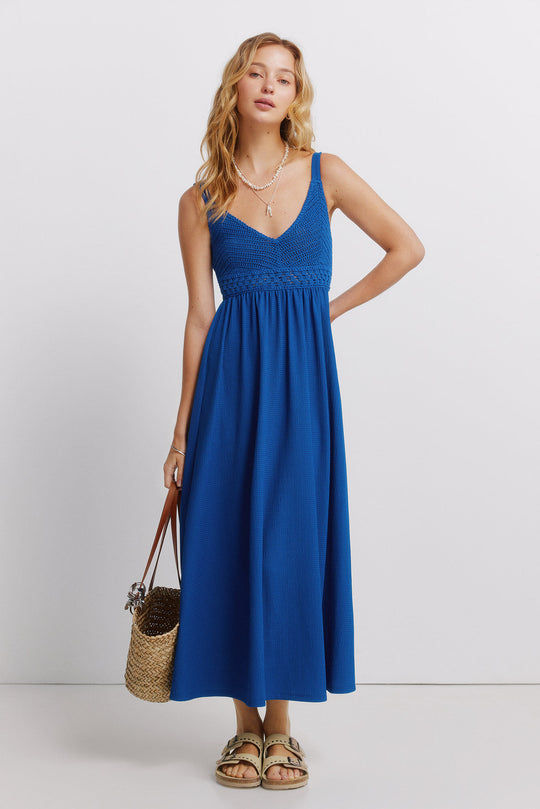 Long crochet detail dress
