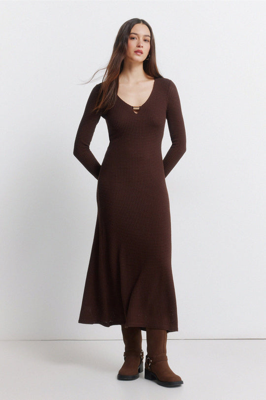 Bead neckline midi dress