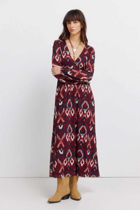 Print long sleeve dress
