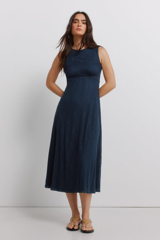 Embroidered midi dress with straps