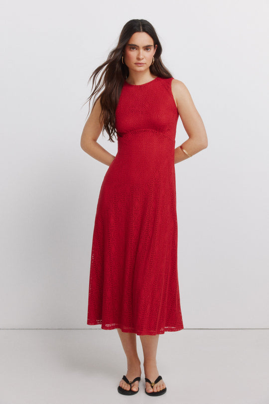 Embroidered midi dress with straps