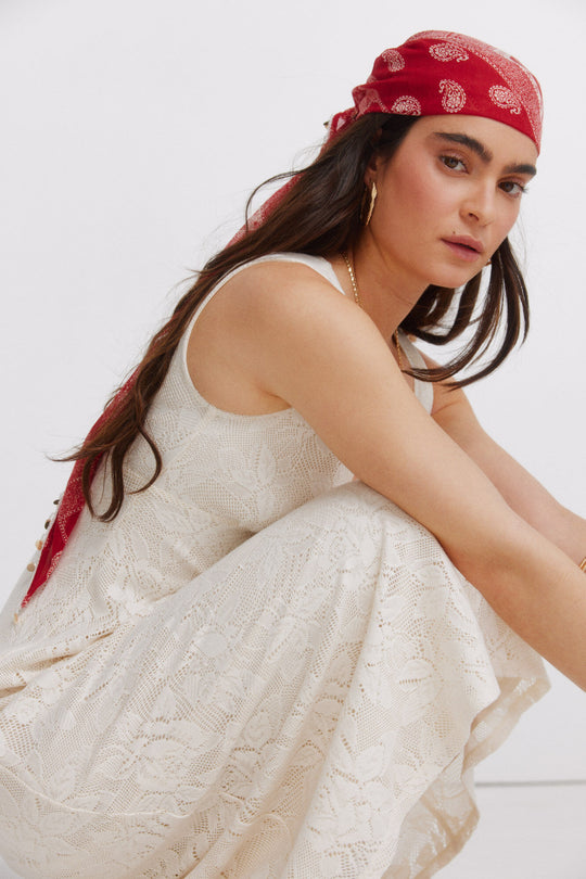 Embroidered floral strap dress