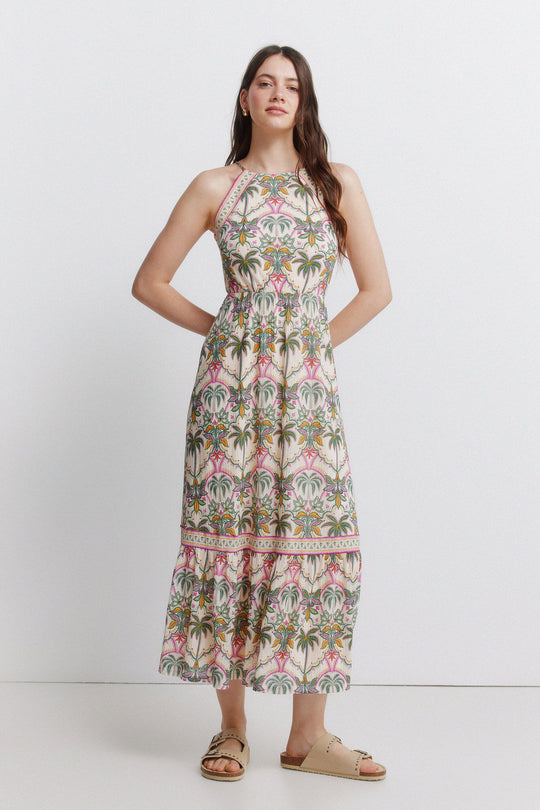 Printed halterneck dress