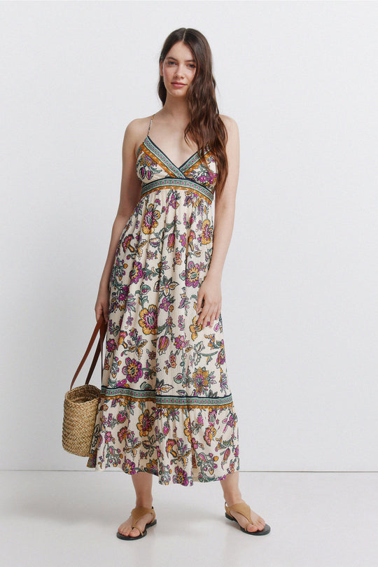 Printed cross-strap dress