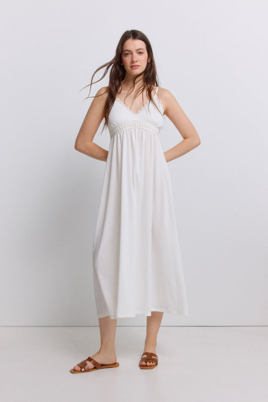 crochet strap midi dress