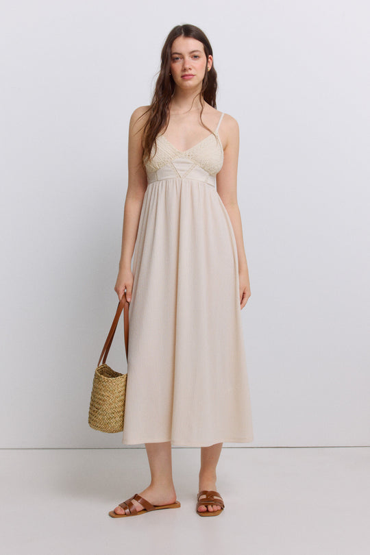 crochet strap midi dress